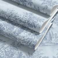 Powder Blue Toile Landscape Wallpaper Mural 8