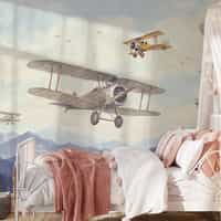 Watercolor Airplane Wallpaper Mural 2