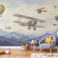Watercolor Airplane Wallpaper Mural 3