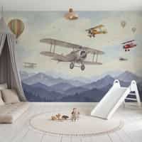 Watercolor Airplane Wallpaper Mural 4