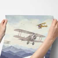 Watercolor Airplane Wallpaper Mural 6