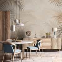 Neutral Tropical Botanical Wallpaper Mural 2