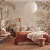 Neutral Tropical Botanical Wallpaper Mural 3