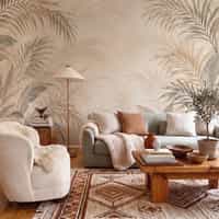 Neutral Tropical Botanical Wallpaper Mural 1
