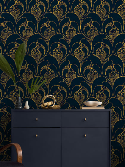 Luxurious Art Deco Abstract Swirls Wallpaper Mural - Style I