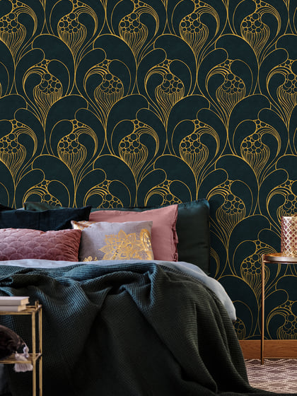 Luxurious Art Deco Abstract Swirls Wallpaper Mural - Style II