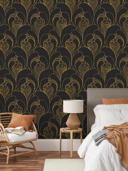 Luxurious Art Deco Abstract Swirls Wallpaper Mural - Style III
