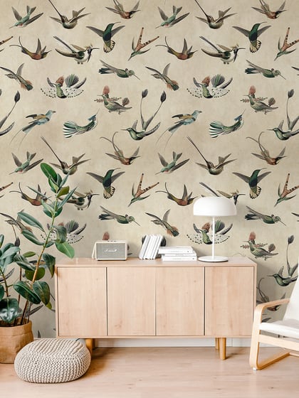 Antique Hummingbirds Wallpaper Mural - Style I