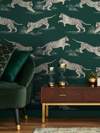 Wild Tiger Pattern Wallpaper Mural - Style I