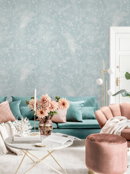 Soft Floral Elegance Peacock Wallpaper Mural - Style II