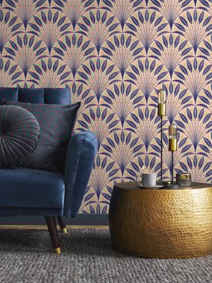 Elegant Fan Leaf Pattern Wallpaper Mural - Style II