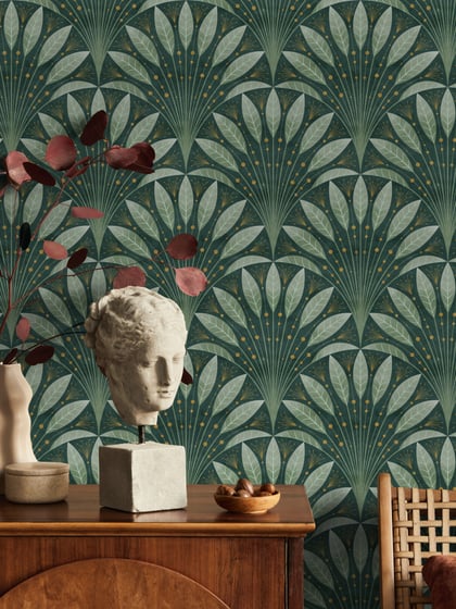 Elegant Fan Leaf Pattern Wallpaper Mural - Style III