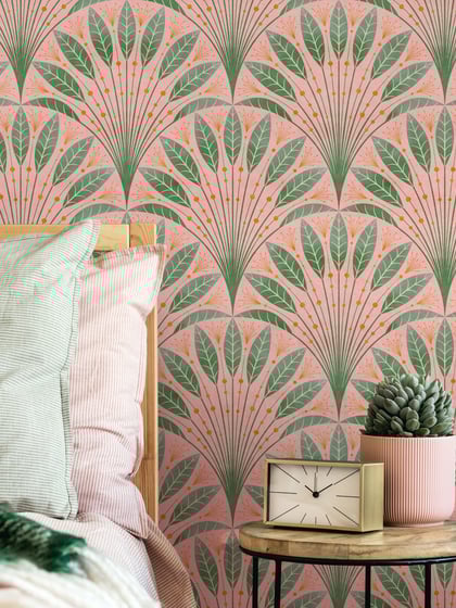 Elegant Fan Leaf Pattern Wallpaper Mural - Style IV
