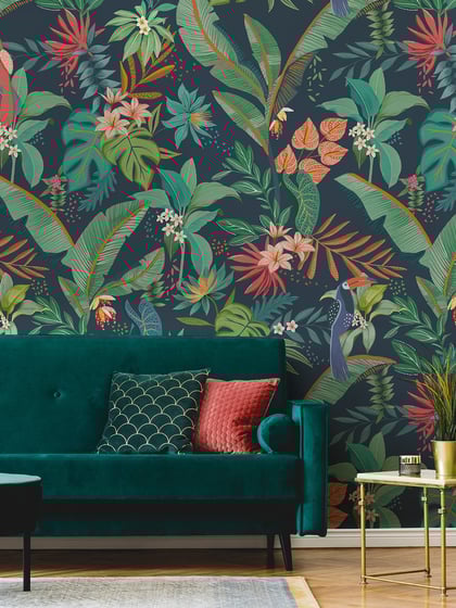 Tropical Paradise and Exotic Birds Wallpaper Mural - Style I
