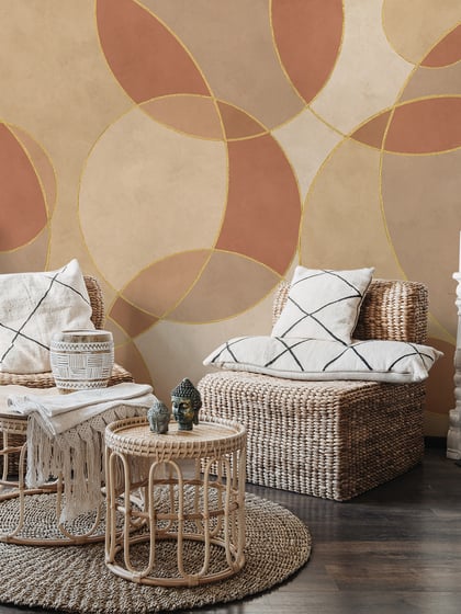 Opulent Circular Patterns Teal Wallpaper Mural - Style II