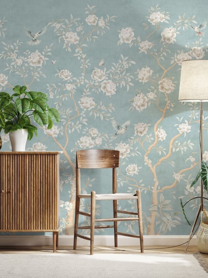 Chinoiserie Chic Floral Elegance Wallpaper Mural - Style II