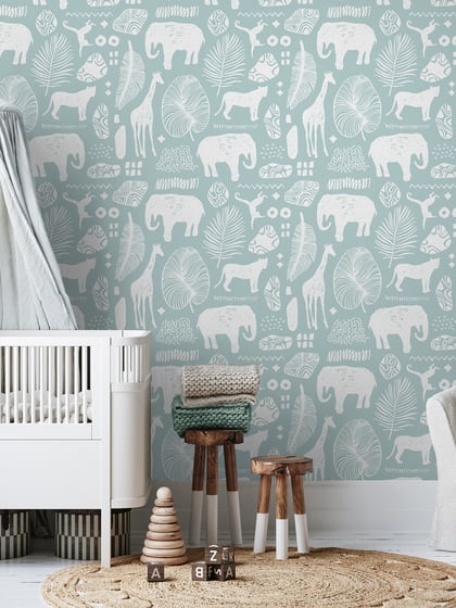 African Safari Animals Pattern Wallpaper Mural - Style II