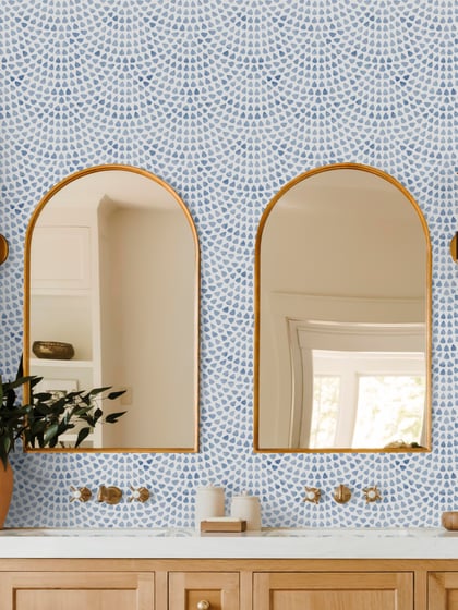 Abstract Aqua Raindrop Pattern Wallpaper Mural - Style I
