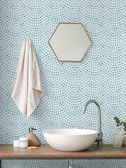 Abstract Aqua Raindrop Pattern Wallpaper Mural - Style II