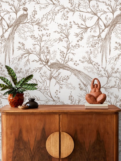 Chinoiserie Bird and Blossom Pattern Wallpaper Mural - Style II