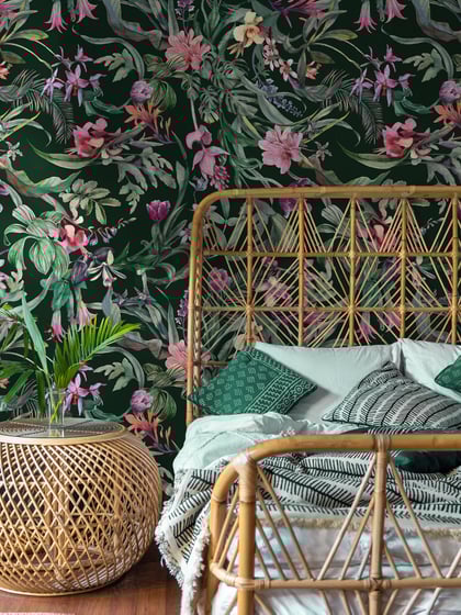 Exquisite Midnight Garden Bloom Wallpaper Mural - Style II