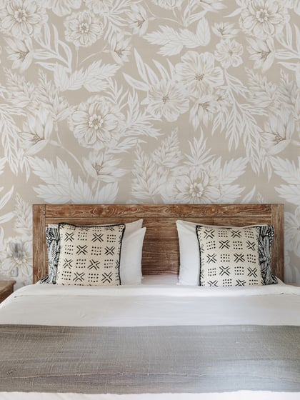 Elegant Watercolor Peony Pattern Wallpaper Mural - Style I