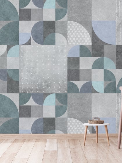 Abstract Soft Cement Geometric Wallpaper Mural - Style I