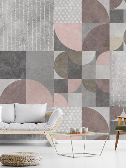 Abstract Soft Cement Geometric Wallpaper Mural - Style II