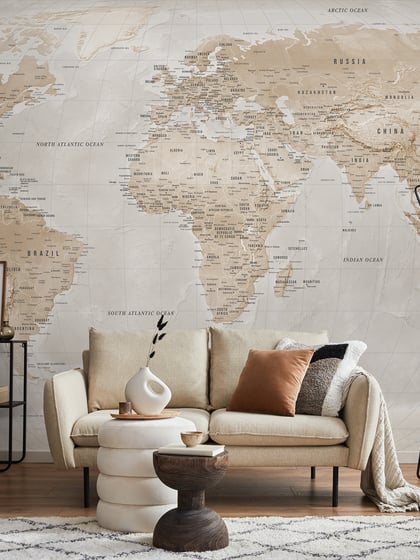 Global Geographic  World Map Wallpaper Mural - Style I