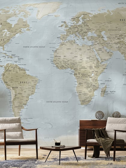 Global Geographic  World Map Wallpaper Mural - Style II