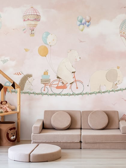 Cute Animal Convoy with Hot Air Balloons - Style II