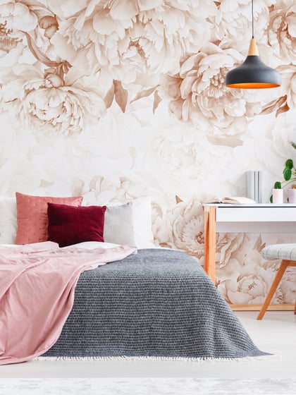 Elegant Pastel Peony Floral Wallpaper Mural  - Style III