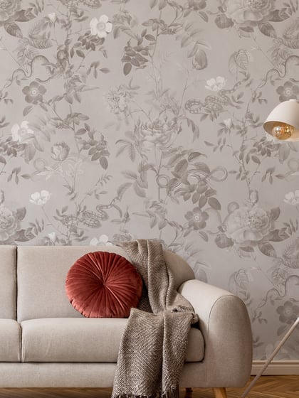 Vintage Botanical Floral Garden Dark Wallpaper Mural - Style III