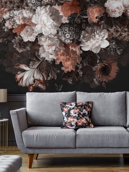Enchanted Dark Dutch Floral Bouquet Wallpaper Mural - Style III