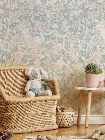 Kids Soft Pastel Botanical Wallpaper Mural - Style II