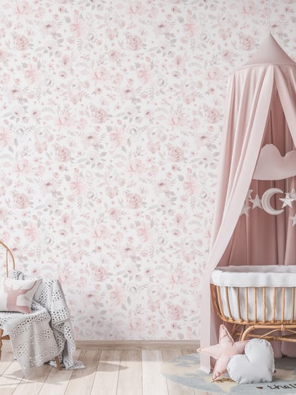 Kids Soft English Floral Wallpaper Mural - Style I