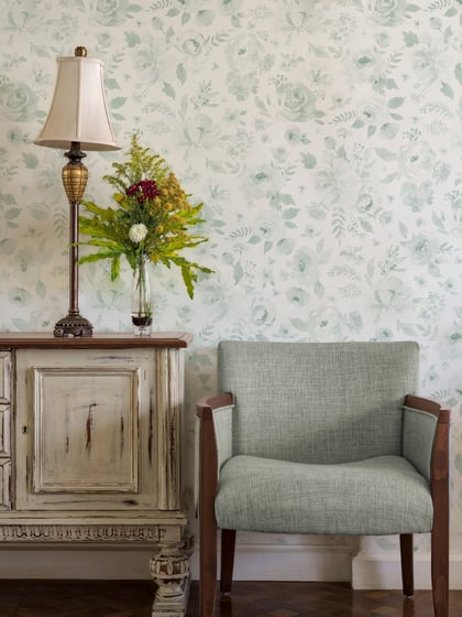 Elegant Soft English Floral Wallpaper Mural - Style II