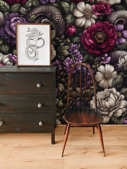 Gothic Serpent Flowers Wallpaper Mural - Style II