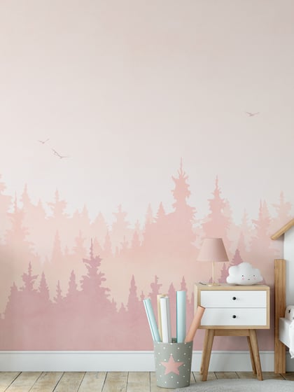 Kids Peaceful Forest Silhouette Wallpaper Mural - Style I