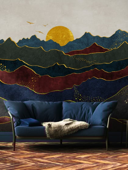 Elegant Sunset Mountain Landscape Wallpaper Mural - Style II
