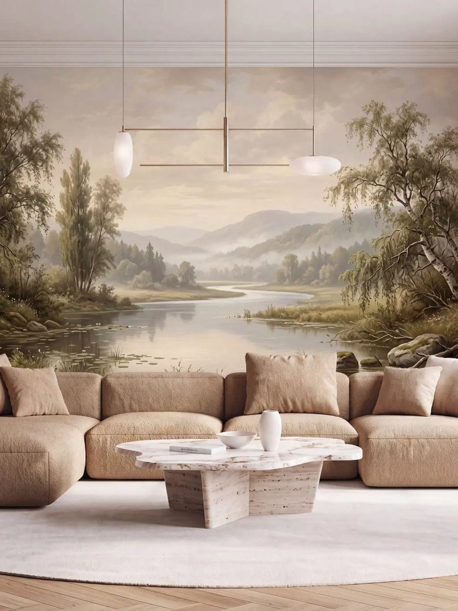 Pastoral River Wall Mural Water Feature Wallpaper | Wallhue