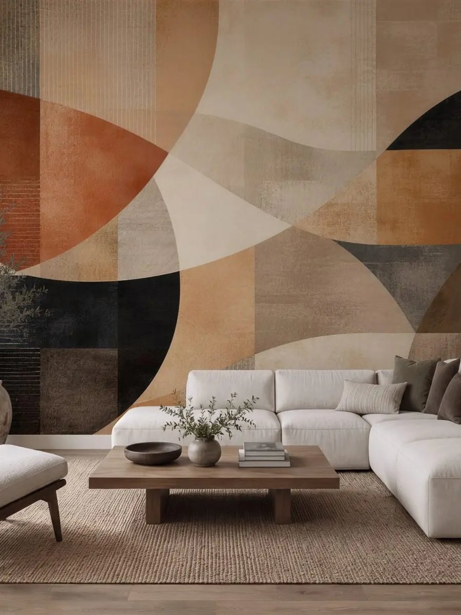 Terracotta Geometric Wallpaper Mural | Wallhue