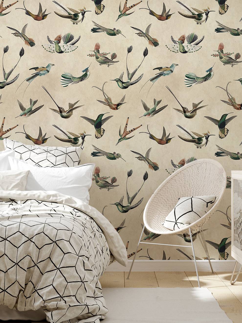 Antique Hummingbirds Wallpaper Mural