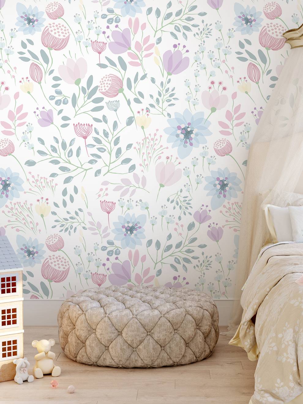 Delicate Floral Bloom Wallpaper Mural