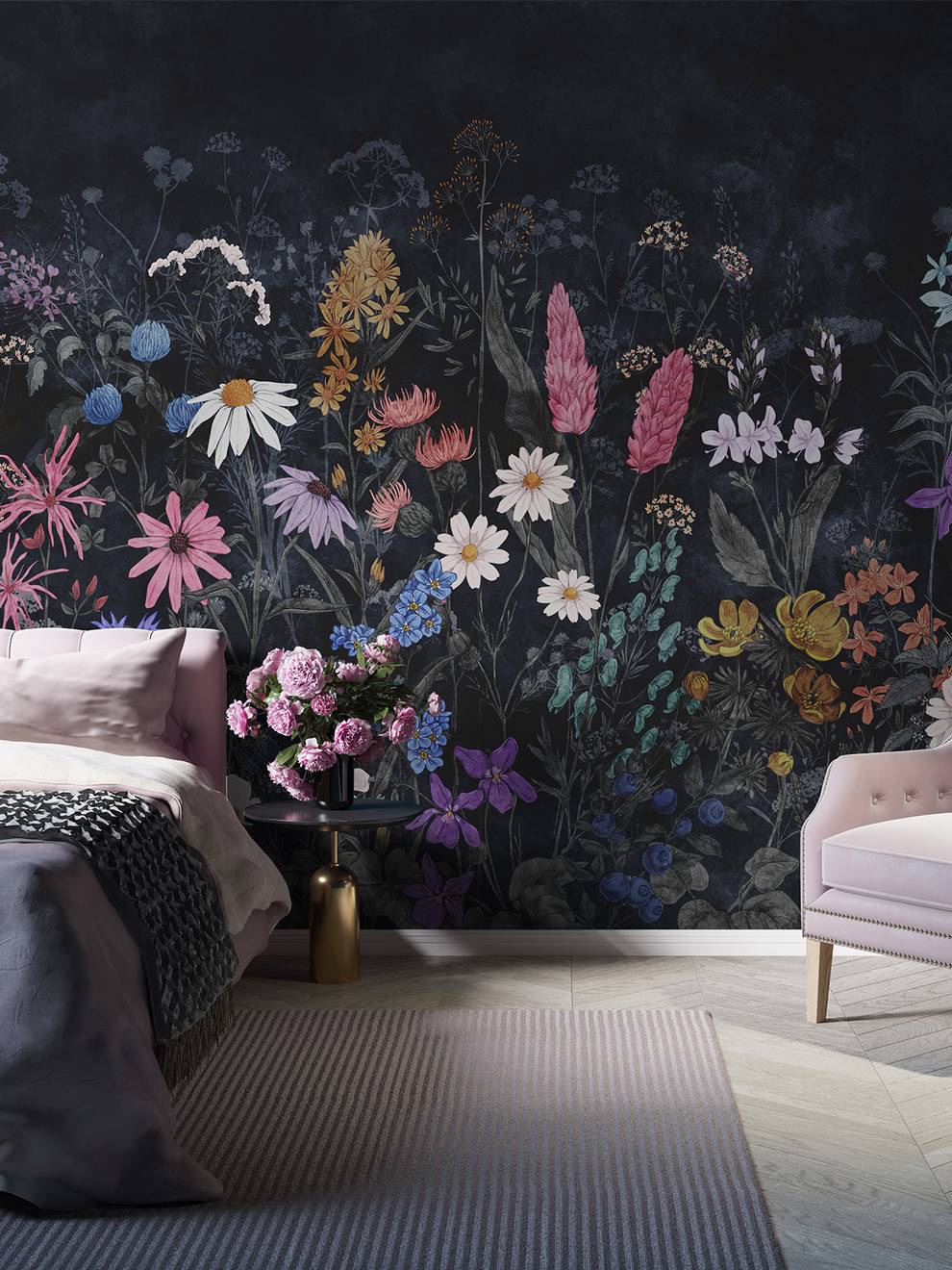 Wild Floral Landscape Nursery Wallpaper Mural