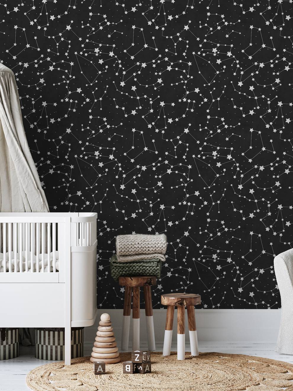 Astronomical Star Patterns Kids Room Wallpaper