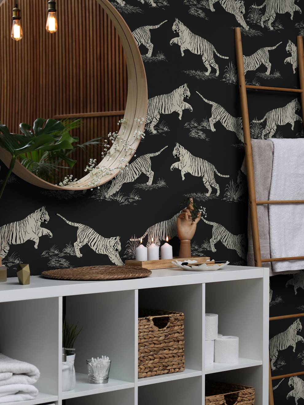 Wild Tiger Pattern Wallpaper Mural