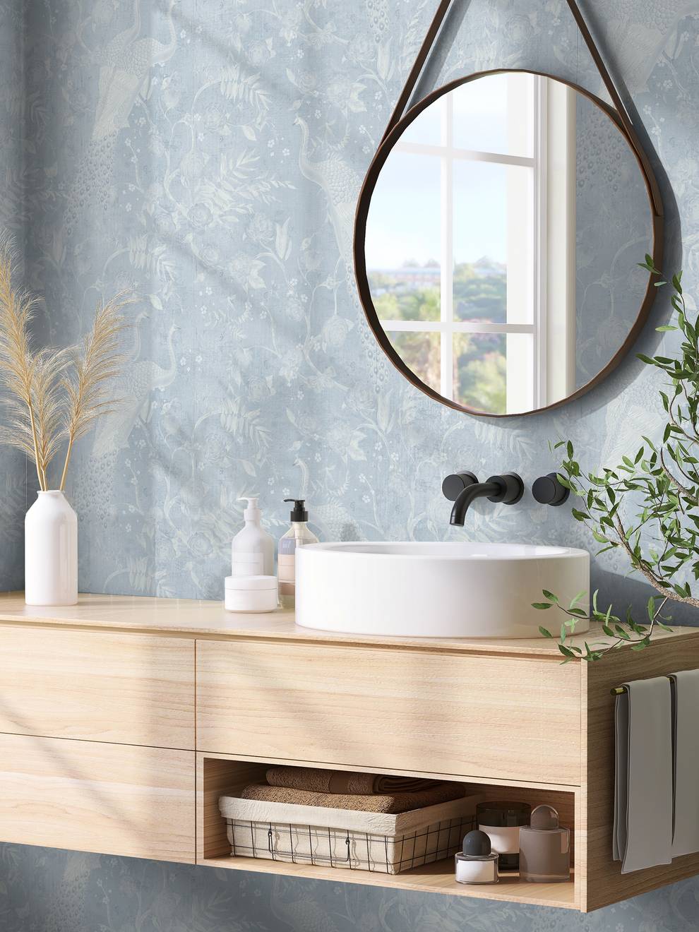 Soft Floral Elegance Peacock Wallpaper Mural