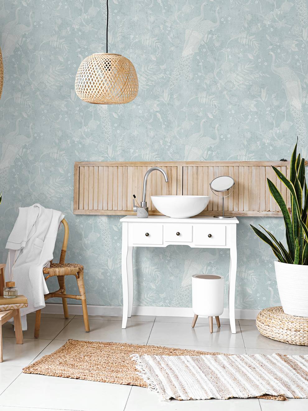 Soft Floral Elegance Peacock Wallpaper Mural