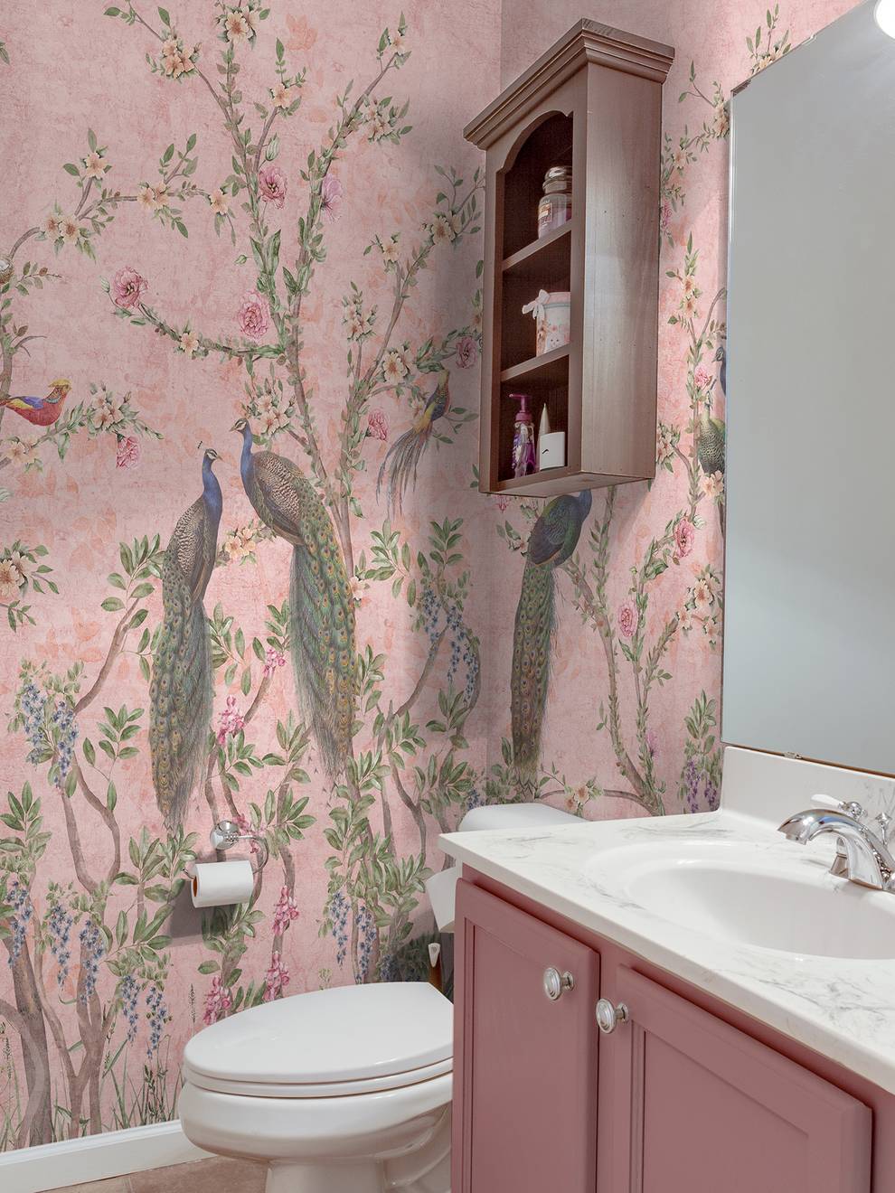 Floral Elegance Peacock Rose Garden Wallpaper Mural